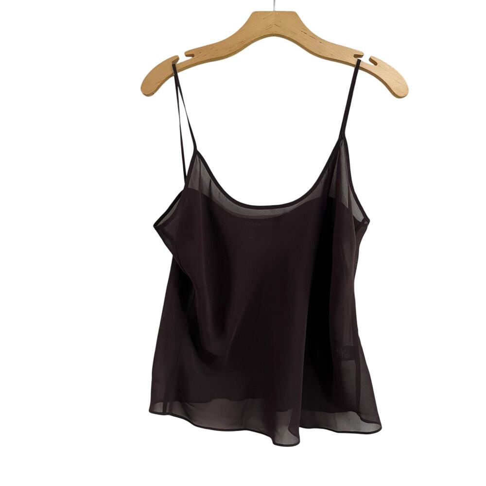 Chaps Brown Sheer Tank Top Lightweight Y2K Minimalist Layering Top Sz 12